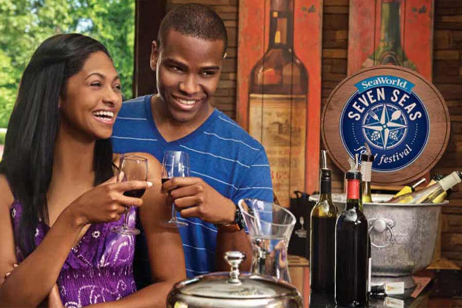 SeaWorld Seven Seas Food Festival - Couple Enjoying Wine Together